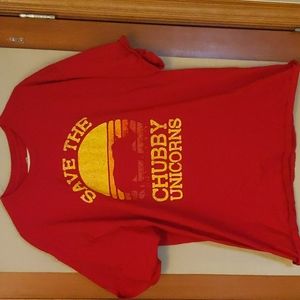 Save The Chubby Unicorns Red Hanes Tagless Rhino T-Shirt Size XXL